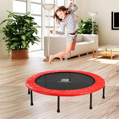 SYGA Small Trampoline for Home Exercises with Padded Safety Cover Cardiovascular Trainer with Bouncing Jumping Fitness Trampoline for Adults and Children External Internal Max 150 Kg, 101x24cm, Black