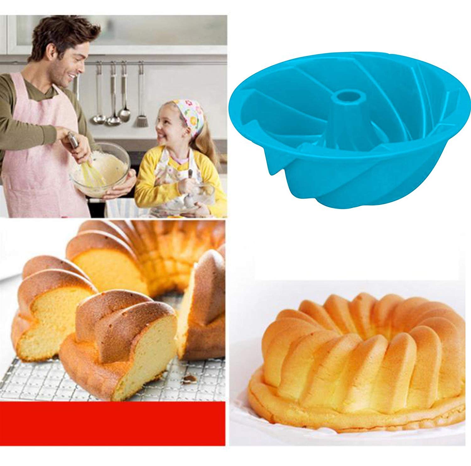 Syga Baking Mould Silicone DIY Cake Cup Large Hollow Spiral Cake Mold Food Grade Silicone Mould