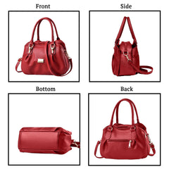 SYGA Women's Bags Soft Leather Middle-Aged And Elderly Women's Bags Single Shoulder Crossbody Bag(Red)