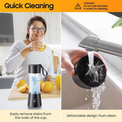 Portable Blender Electric Juicers Fruit Mixers USB Rechargeable Smoothie Mini Personal Juicer 6 Blades 3Gears With 1500 Mah Rechargeable Battery-Smoothie Blender (Style1)