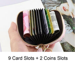 MOMISY PU Leather Women's Credit Debit Card Holder Money Wallet Purse Clutch (11 Slots Maroon)