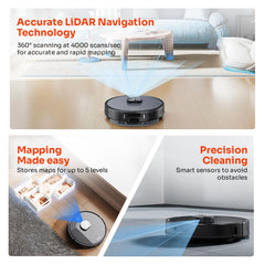 ILIFE T20s Pro Robot Vacuum Cleaner with Advanced LiDAR Navigation, Self-Emptying for Up to 10 Weeks, 6500Pa Suction, Simultaneous Vac and Mop, Multi Floor Maps, Customized Cleaning, App, Alexa & GH