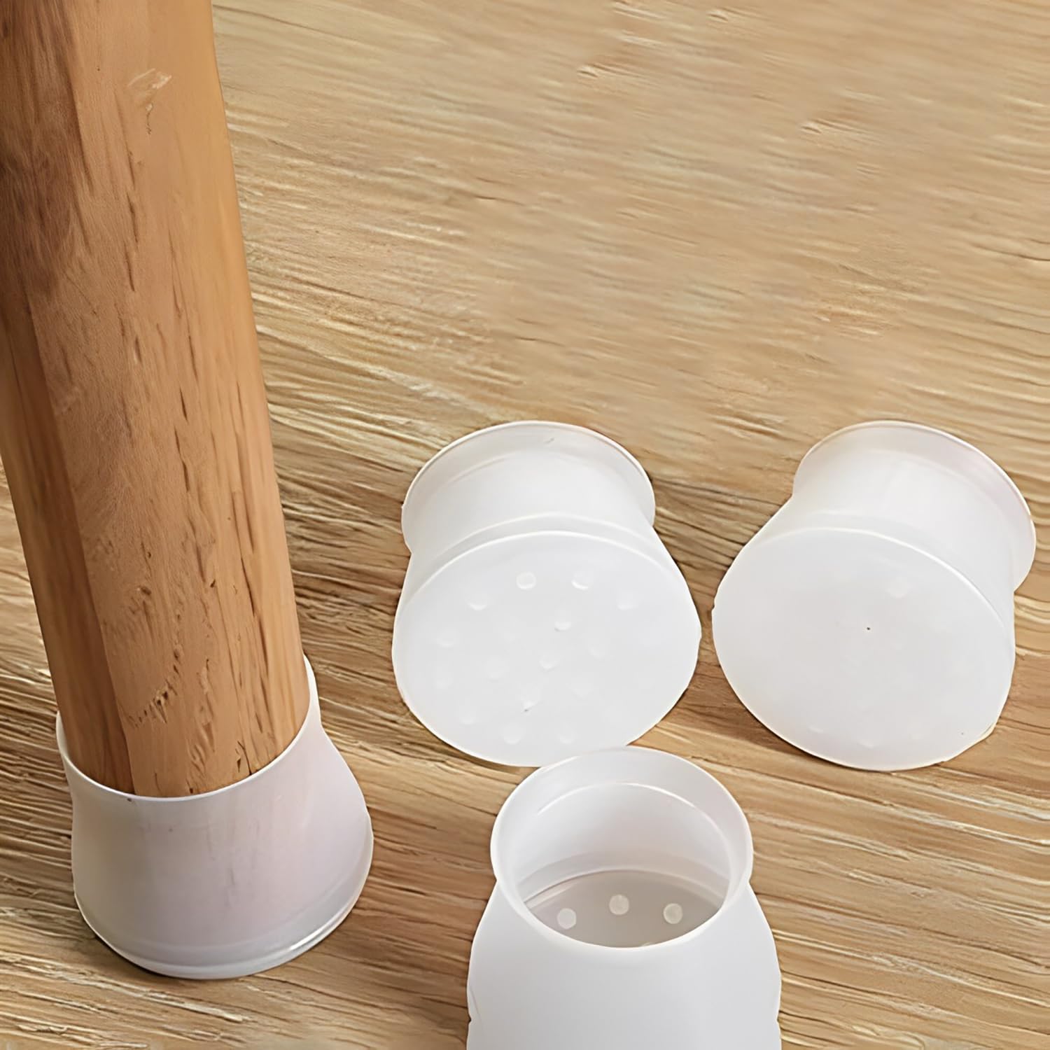SYGA Pack of 16 Silicone Chair Foot Covers, Non-Slip Table Leg Pads, Silent & Wear-Resistant Protective Covers(White Transparent)