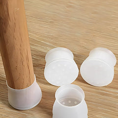 SYGA Pack of 16 Silicone Chair Foot Covers, Non-Slip Table Leg Pads, Silent & Wear-Resistant Protective Covers(White Transparent)