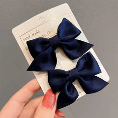 SYGA 2Pcs Baby Girl Hair Pin Bowknot Duckbill HairClips Children Girl Headdress Hairpin Hair Accessories (Blue)