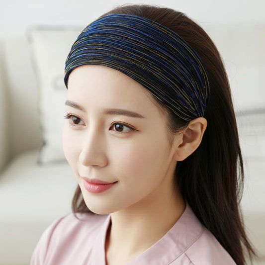 MOMISY Workout Hair Bands | Sweat-Proof Your Gym Fitness Soft Wide Head Band Running Yoga Sports Bandana for Girls Women (Blue, Free)