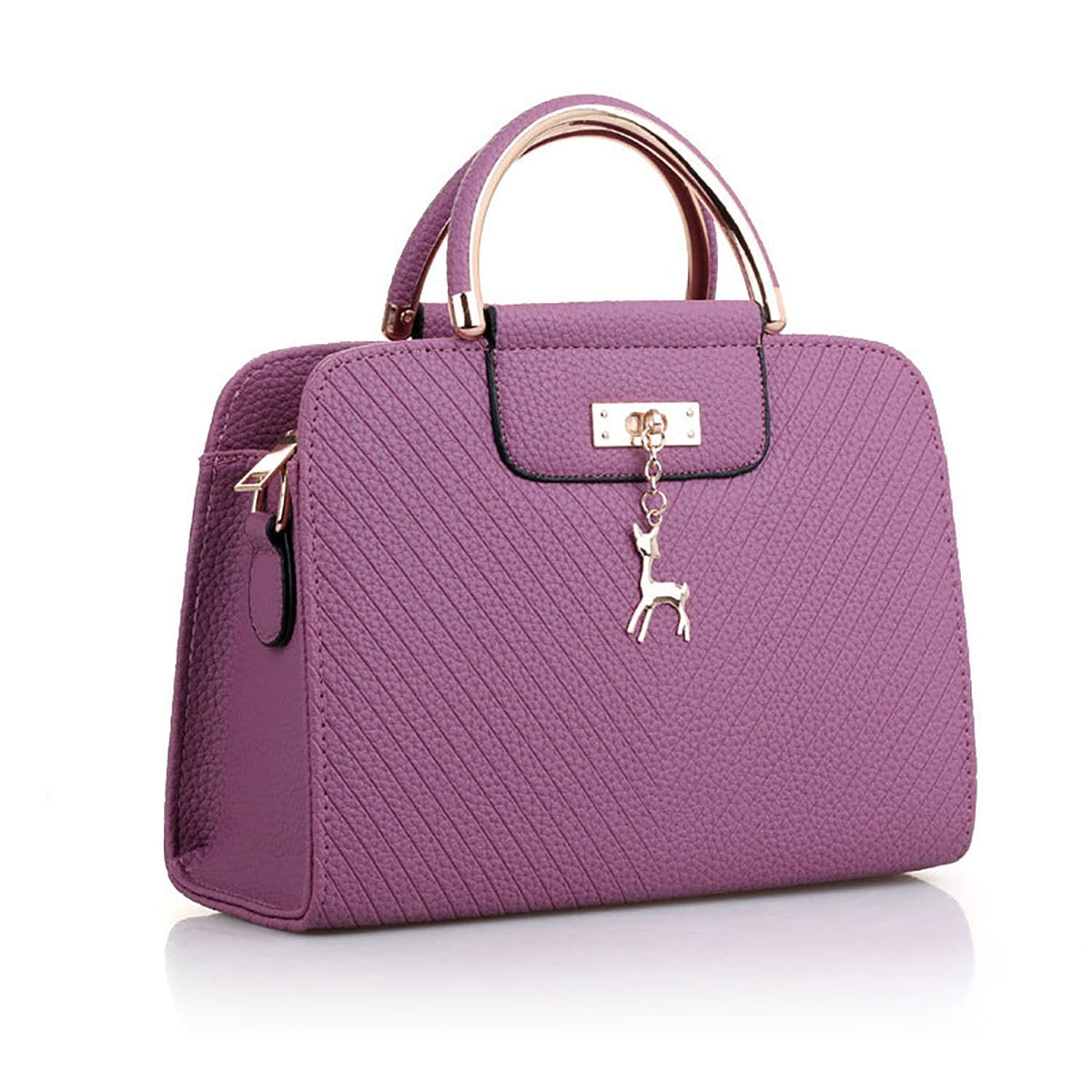 SYGA Women's Handbag Corrugated Fawn Pendant Cute Shoulder Bag Fashionable Style Crossbody Bag(Purple)