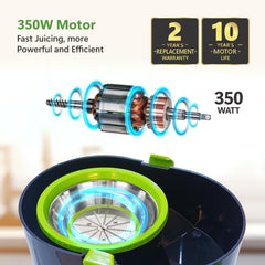 Rico 350W Electric Juicer made with Japanese Technology | ISI Marked & Fully Automatic | Portable, Compact Design, Slow Juicing Process to Extract Maximum pulpy Juice from Fruits & Vegetables