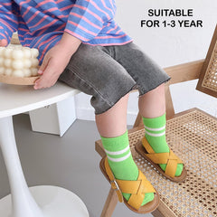MOMISY Striped Tube Ankle Socks for Toddlers, 4 Pairs, Boys and Girls (IN, Age, 12 Months, 24 Months, 4B)