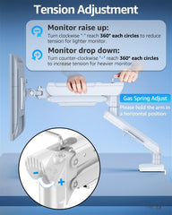 Jin Office White Monitor Stand Heavy Duty for 13"-49" Inch Monitor | Strongest Gas Spring Arm with 20KG Wt. Cap| Check VESA Holes Behind Your Monitor Supports Upto 200 * 200mm VESA