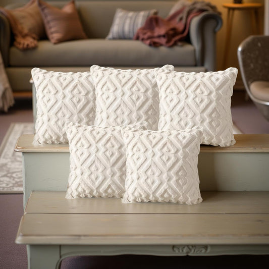 MOMISY Corduroy Cushion Throw Pillow Covers, Diamond, 45 x 45 cm, 18 x 18 inch (5, Beige5)
