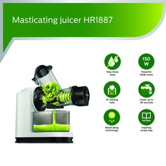 Philips Viva Collection Masticating juicer HR1887/81 XL Tube, 70 mm Quick Clean