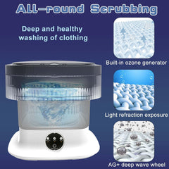 Glorial Star Foldable Mini Portable Washing Machine for Clothes, Baby Laundry & Travel | Compact Electric Washer with Spin Basket & Drain Function (Big Machine)