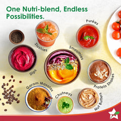 Wonderchef Nutri-blend Activ Mixer Grinder Blender, Smoothie Maker, 500W 22000 RPM 100% Full Copper Motor, 2 Unbreakable Jars, SS Blades, 2 Year Warranty, Recipe book by Chef Sanjeev Kapoor, Black