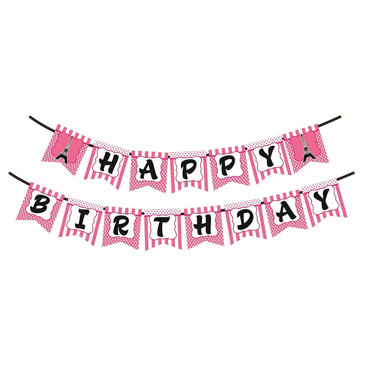 Syga Happy Birthday Banner With Eiffel Tower Banner