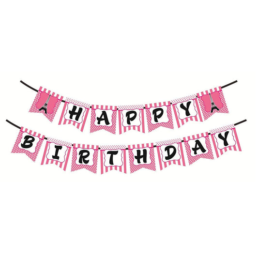 Syga Happy Birthday Banner With Eiffel Tower Banner