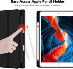 SYGA Flip Case Cover for Apple iPad 10.2" 7th Generation/ 8th Gen 2020 with Pen Holder, Black