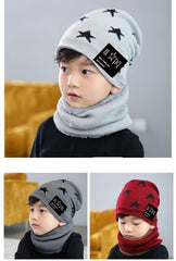 MOMISY Kids Winter Hat and Scarf Set, 2Pcs Warm Knit Beanie Cap and Scarf for 5-10 Years Old Boys and Girls (Wine Red S)
