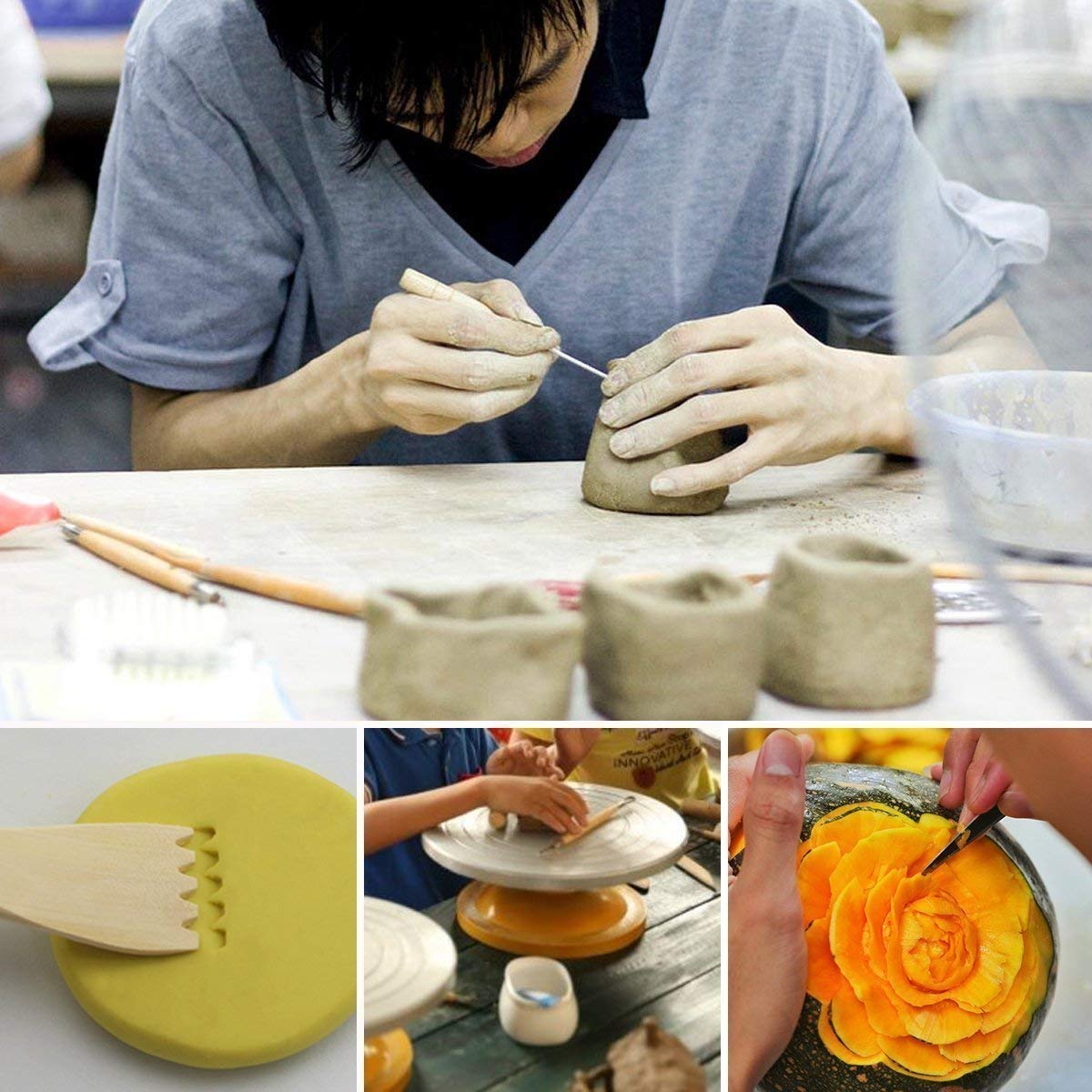 SYGA Set of 11 Art and Craft Pottery,Clay,Wood Sculpting Tool