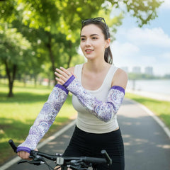 MOMISY UV Sun Protection Arm Sleeves with Thumb Hole Sun Protection Hand Cover for Running and Cycling for Women, Loose-Fit Cooling Cover, 1 Pair (Purple)