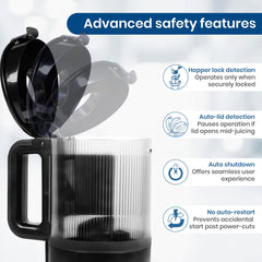 SOLARA Cold Press Juicer for Home, Slow Juicer Cold Pressed Machine for Fruits & Vegetables, Masticating Juicer Machine Electric with Reverse Function, High Juice Yield, Easy Clean, BPA-Free, Black