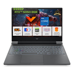 HP Smartchoice Victus, 13th Gen Intel Core i7-13620H, 8GB RTX 5050, 24GB DDR5(Upgradeable) 1TB SSD, 144Hz, FHD, 15.6''/39.6cm, Win11, M365* Office24, Mica Silver, 2.29kg, fa2309TX, RGB Gaming Laptop