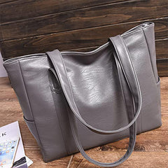 MOMISY PU Leather Satchel Handbag Tote Work | Ladies Purse | Stylish Shoulder Bag | Gift for Women (Grey)