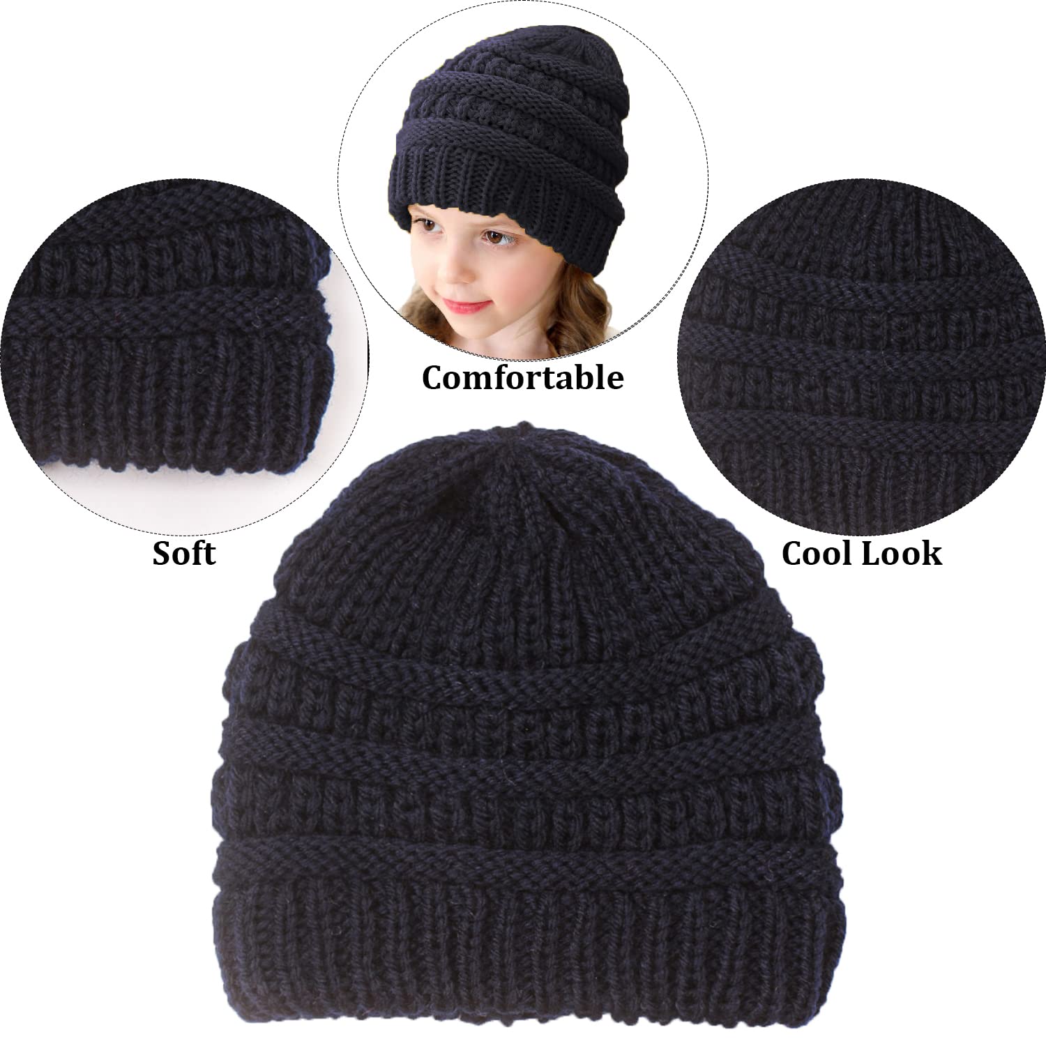 SYGA Winter Woolen Hat Knitted Warm Wool Hat for Girls and Boys (Beige) 6MONTH-5 Years