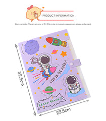 SYGA Cartoon Astronaut 6-Gate File Folder for A4 Student Exam Paper Organizing and Storage(Purple)