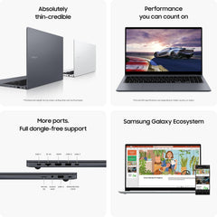 Samsung Galaxy Book4 | Intel Core 5 120U (14th Gen) |16GB RAM | 512GB SSD | Windows 11 Pro | Fingerprint Reader | Intel Iris XE Graphics | RJ45 |15.6"/39.6 cm Full HD |1.53KG | Silver- NP754XGK-LS2IN
