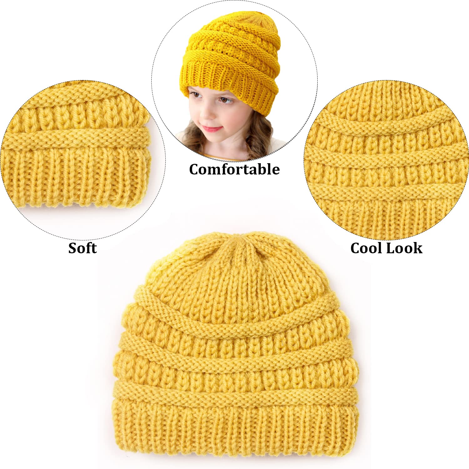 SYGA Winter Woolen Hat Knitted Warm Wool Hat for Girls and Boys (Beige) 6MONTH-5 Years