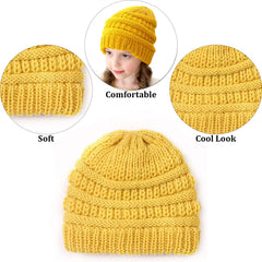 SYGA Winter Woolen Hat Knitted Warm Wool Hat for Girls and Boys (Beige) 6MONTH-5 Years