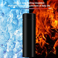 SYGA Insulated Travel Water Bottle 500ml LED Temperature Smart Display, Hot&Cold Sport Drink Bottle - Premium Stainless Steel Vacuum Flask Thermos Water Cup for Sport/Home/Office-23cmx6.5cm (Black)