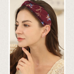MOMISY 3Pcs Headbands for Women Yoga Running Sports Workout Hiking Hairband Elastic Non Slip Sweat for Girls- White Garden, Maroon, Turqouise