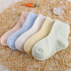 MOMISY 5 Pairs Baby Girl Boys Tube Socks Toddlers Infant Solid Color Boat Spring and Autumn Socks Stretch Baby Sock - Multicolor (IN, Age, 1 Year, 3 Years, NetDiamond)