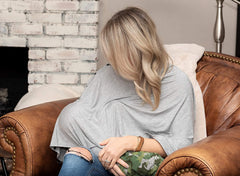 MOMISY Nursing Cover Scarf for Breastfeeding - MultiUse - Nursing Blanket – Poncho Style with Buttons - Stretchy Baby Car Seat Canopy - Elegant Shawl - Made of 100% Modal - Grey
