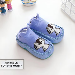 MOMISY Anti-Skid leather soled Shoe Socks for Baby Boys and Baby Girls-12 to 18 months, Medium (IN, Age, 12 Months, 18 Months, Purple Cartoon)