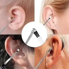 MOMISY 6 Pcs Innovative Spring Earwax Cleansing Tool Set | Portable Ear Wax Removal Set | Stainless Steel Spoon Ear Picks | Cleaning Kit for Home and Travel