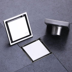 SYGA 304 Stainless Steel Square Shower Room Floor Drain Sanded Finish 15 x 15 cm