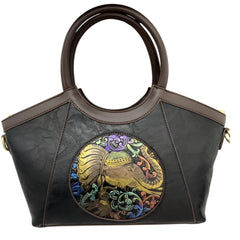 SYGA Women Artisan Embossed Elephant Handbag – Horizontal Square Vintage Tote for Daily Match