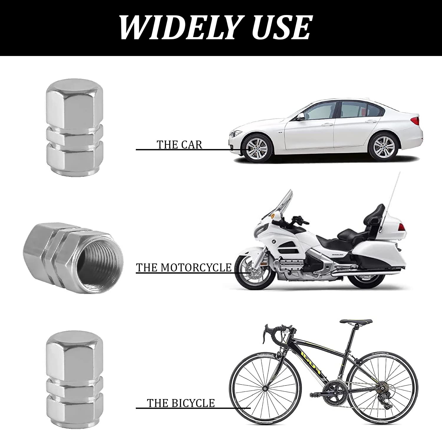 Generic 4X Aluminium Tire Wheel Rims Stem Air Valve Caps Tyre Cover Car Truck Silver