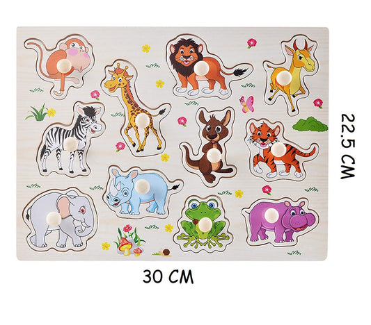 SYGA Educational Wooden Animal Block Puzzle Animal Learning Toy