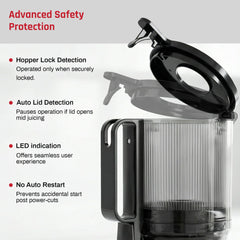 DOMESTICA Dripdrop Cold Press Juicer for Home with 108mm Wide Feed Chute | Slow Juicer Machine for Fruit, Veggie & Nut Milks | Smart Reversal Technology & Triple Strainers For High Nutrition