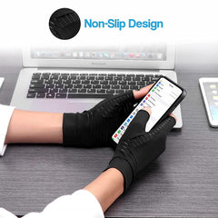 MOMISY Copper Blend Fiber Arthritis Gloves Copper-Infused Fingerless Compression To Speed Up Recovery & Relieve Symptoms Of Rsi For Men Women - 1 Pair, Black, Small, Exercise And Fitness