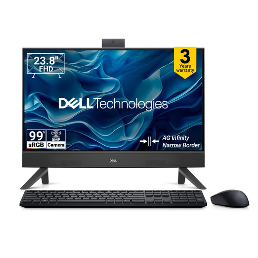 Dell 24 All-in-One|13th i5-1334U, 8GB RAM DDR5 512GB SSD,Intel Graphics|23.8" FHD AG,IPS, 99% SRGB|Win 11+MSO'24+O365|Molded Speaker Grill|Intel WiFi 6e|5MP Pop-Up IR Camera|Dolby Atmos Dual Speakers