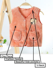 MOMISY Unisex Baby Girls Boys Faux Fur Sleeveless Vest Coat Lightweight V-Neck Short Gilet for Toddler (1 to 2 years, Khaki)