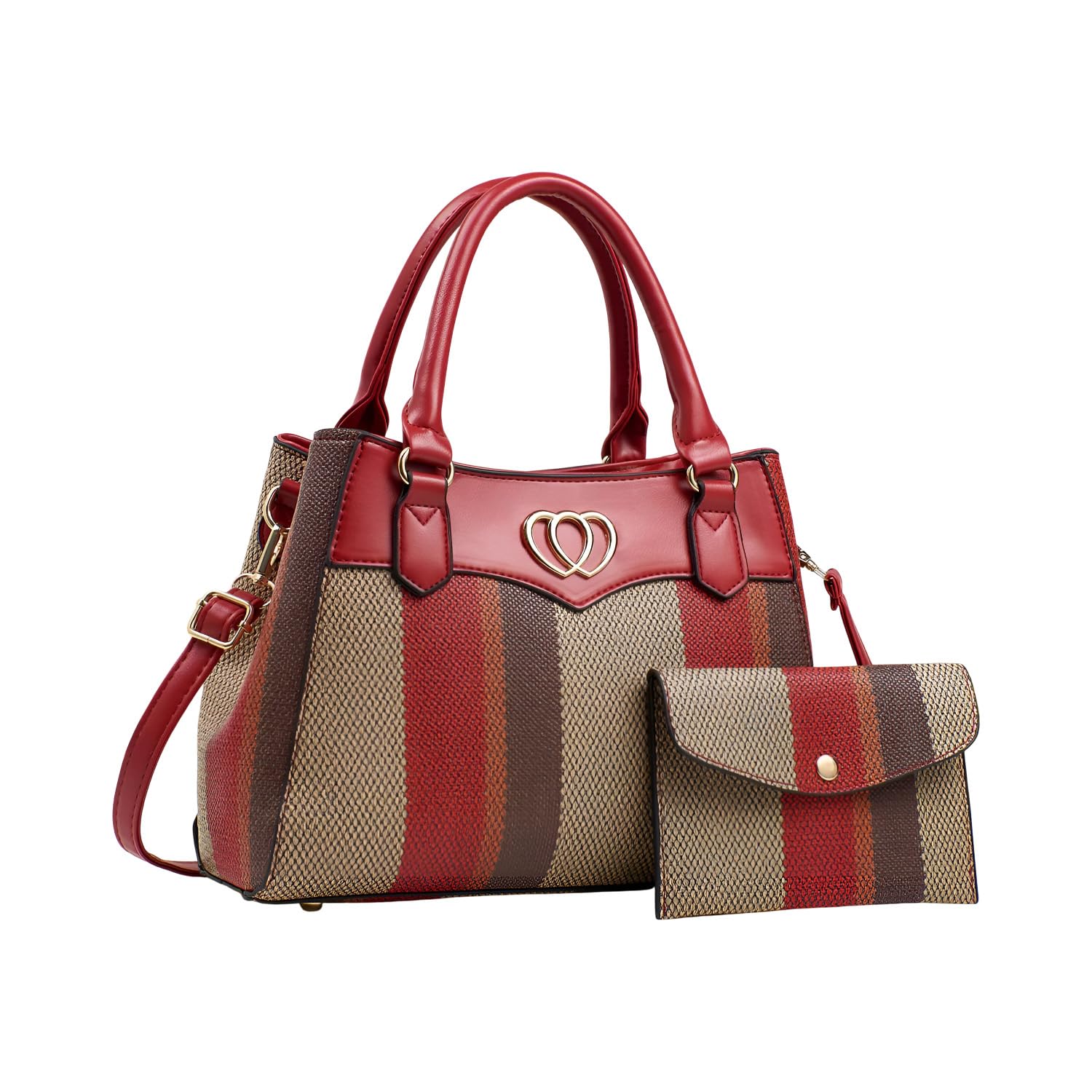 SYGA 2 Pcs Women's Stylish Contrast Color Handbag with Wallet | Medium Tote Bag with Shoulder Strap | Ideal for Daily Use & Gifting
