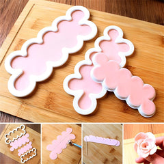 Syga 3pcs Cake Decoration Mold, DIY One-Piece Molded Fondant Roses Printing Mould Tool Set, Food Grade Cutter Modeling Tools for Christmas Party Wedding Cake in Mould Dessert Decorators, White