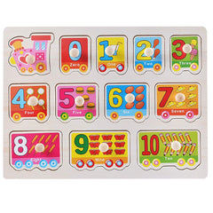 SYGA Educational Wooden 0 to 10 Digits Block Puzzle Digits Learning Toy