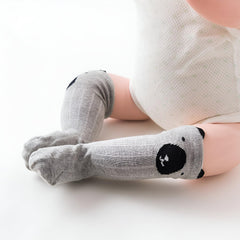 MOMISY 3 Pairs of Baby Kids Children Anti Skid Sleep Spring Winter And Autumn Combed Cotton Long Tube Knee-High Socks (IN, Age, 0 Months, 12 Months, Brown White Grey)